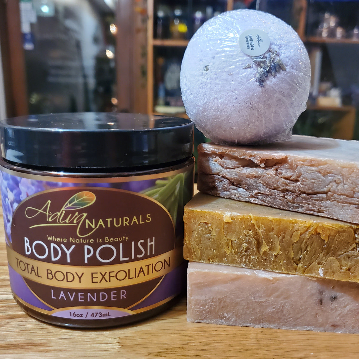 Luxurious Body Polish + Bath Bomb & 3 Soaps (Any Flavor)