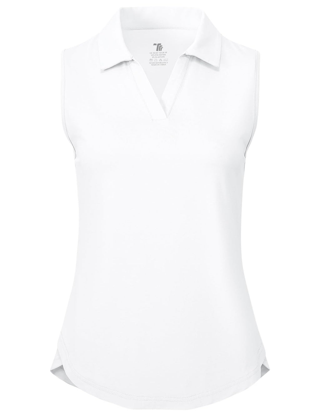 BGOWATU Women's Golf Polo Shirts Sleeveless Collared V Neck Tennis Tops Dry Fit UPF 50+ Workout Tank Lightweight Black+White L