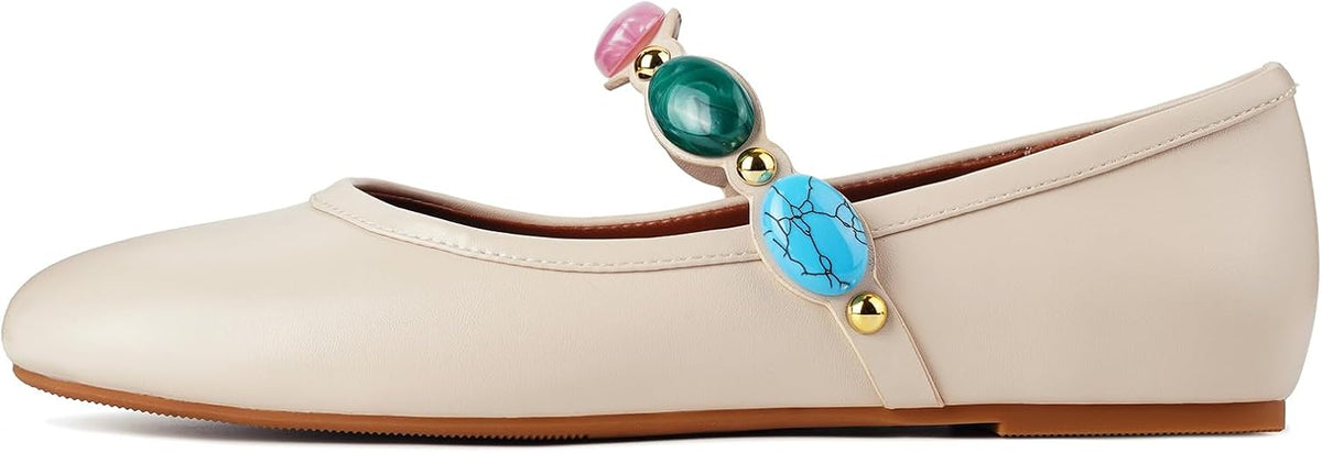 Gothictor Women's Mesh Ballet Flats Round Toe Leopard Mary Jane Shoes Women | Cushioned Comfort, Easy to Style, Buckle Strap, Cheetah Print, Ballerina, Breathable, Lightweight, Dressy Casual, Non-Slip