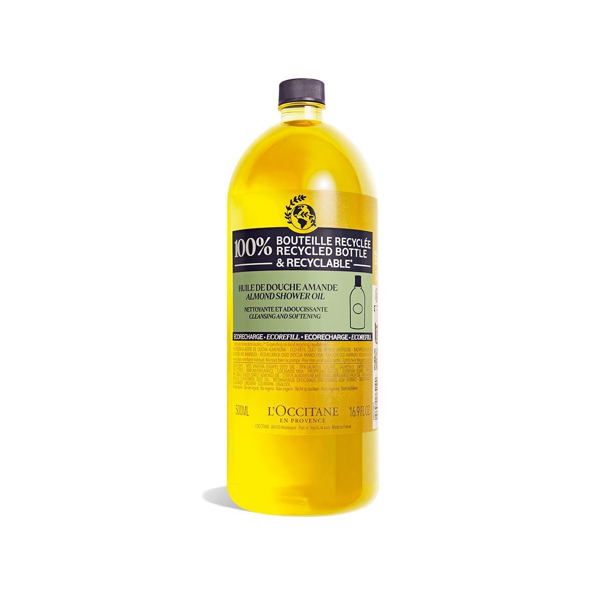L'OCCITANE Cleansing & Softening Almond Shower Oil, Body Wash & Shaving Base Purifies & Smooths Without Drying Skin, Milky Lather, Nourishing Skincare