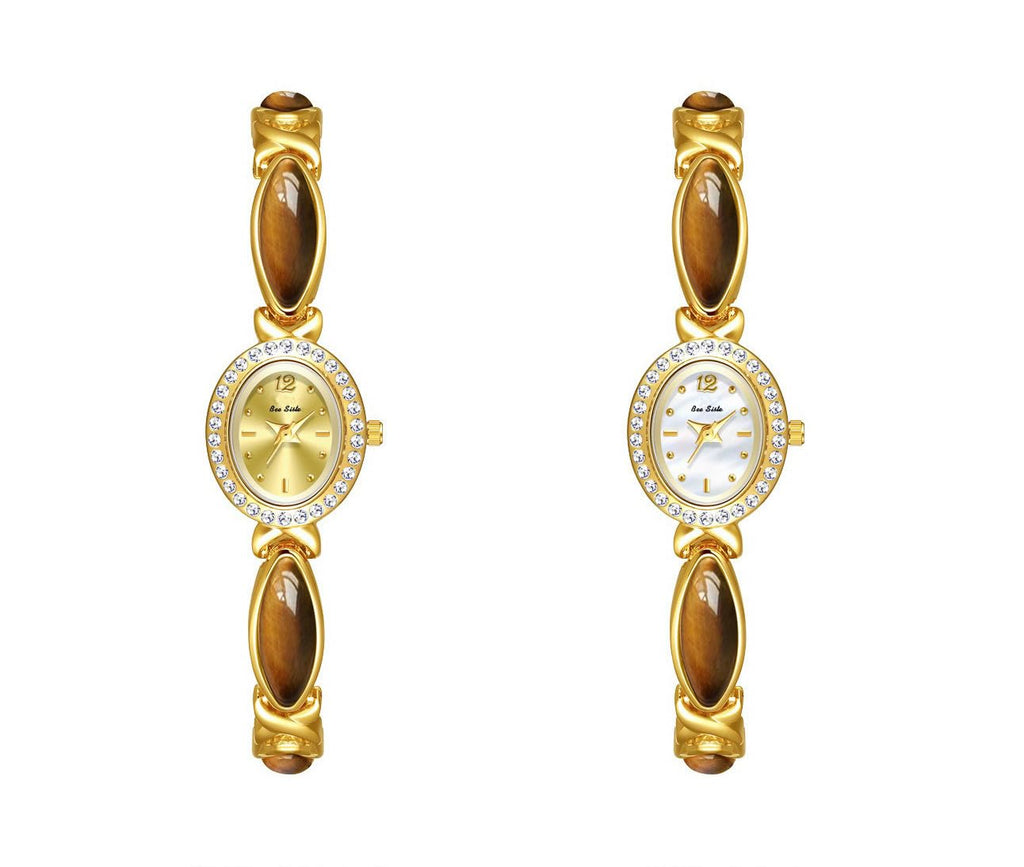 LOREO Elegant Women’s Gold Bracelet Watch Vintage Oval Dial, Waterproof Quartz Movement, Small Face Dress Watch for Ladies