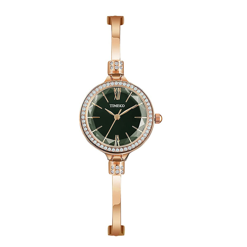 TIME100 Women's Bracelet Watches Ladies Quartz Wrist Watch with Green Dial Bezel with Crystals in Movement Bracelet Strap with Diamonds Waterproof