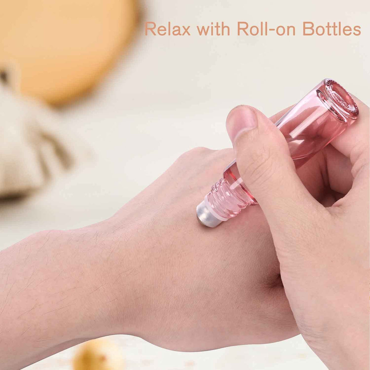 PrettyCare 4 Pack Amber Glass Oil Roller Bottles for Essential Oils 10ml, Roll On Bottles with Stainless Steel Roller Ball Leak-Proof Perfume Travel Refillable Bottle Empty, Beauty & Personal Care