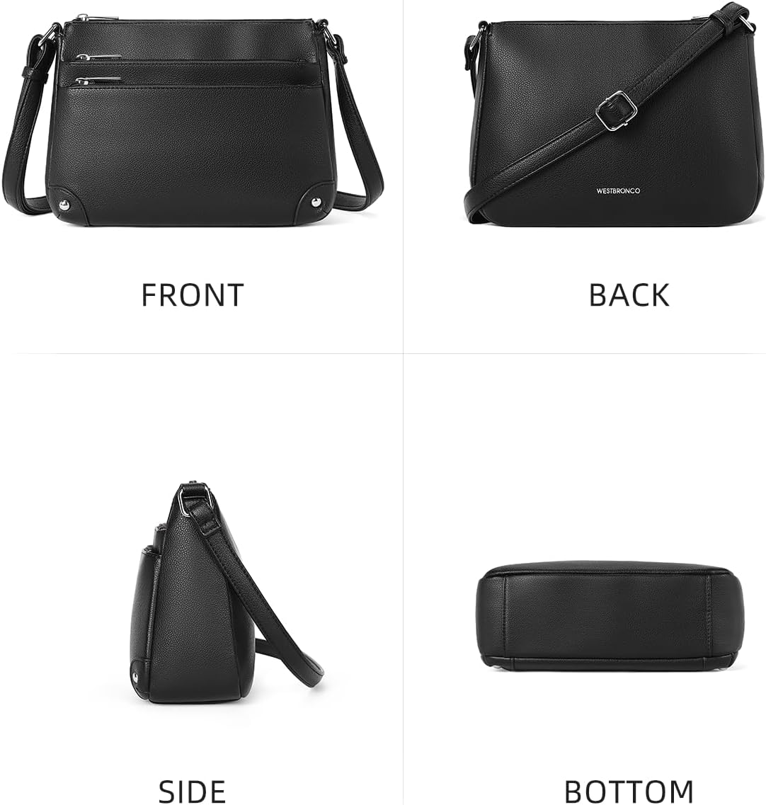 WESTBRONCO Crossbody Bags for Women, Medium Size Shoulder Handbags, Satchel Purse with Multi Zipper Pocket