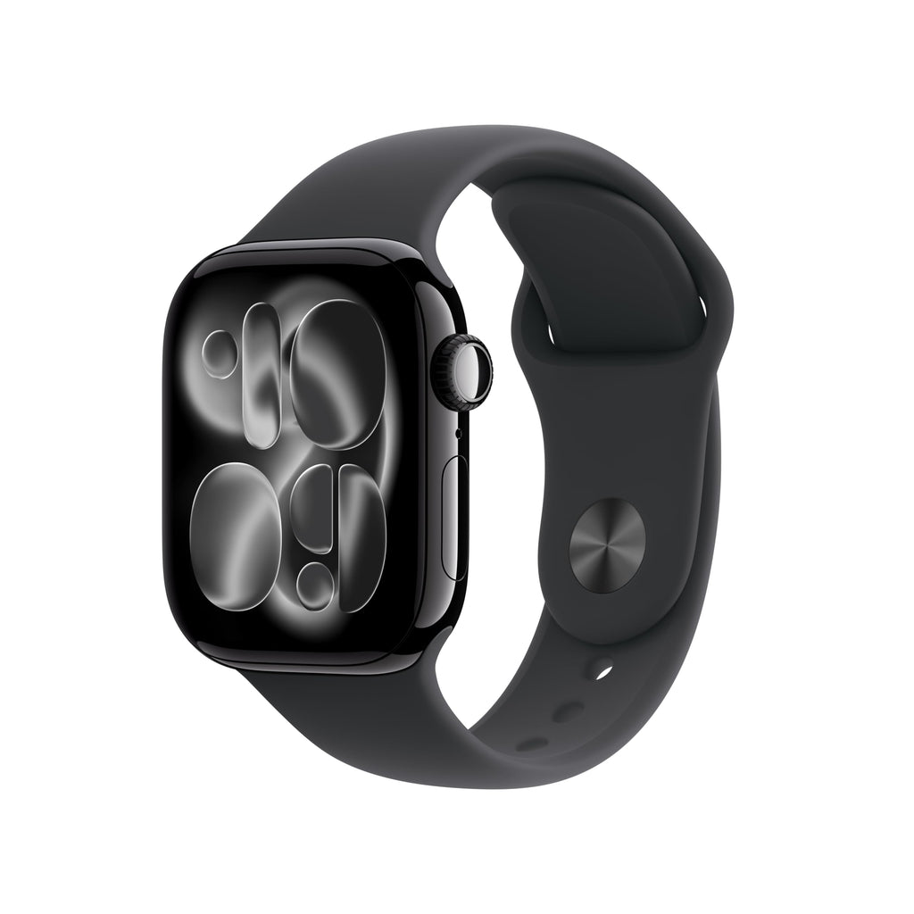 Apple Watch Series 11 [GPS 42mm] Smartwatch with Jet Black Aluminum Case with Black Sport Band - S/M. Sleep Score, Fitness Tracker, Health Monitoring, Always-On Display, Water Resistant