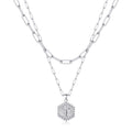 M MOOHAM Dainty Initial Necklaces for Women, 14K-Gold-Plated Layering Necklace for Women Cute Hexagon Letter Initial Necklace Layered Necklaces for Womens Teen Girl Gifts