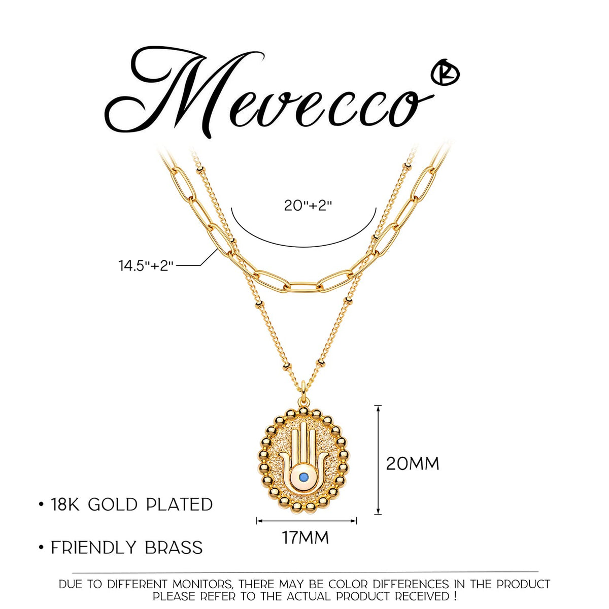 MEVECCO Layered Heart Necklace Pendant Handmade 18k Gold Plated Dainty Gold Choker Arrow Bar Layering Long Necklace for Women