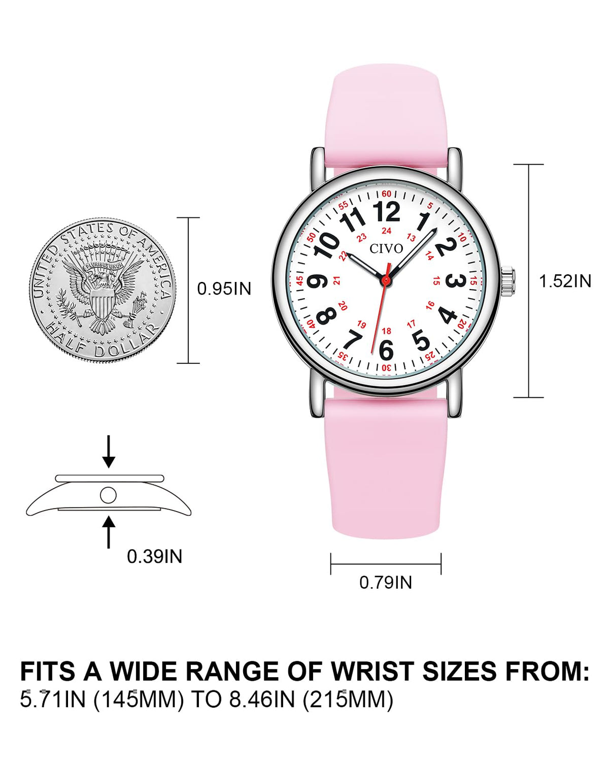 CIVO Nurse Watches for Women Men: Analog Waterproof Watch with Easy Read Dial Second Hand - Gifts for Nurses Medical Student Doctors