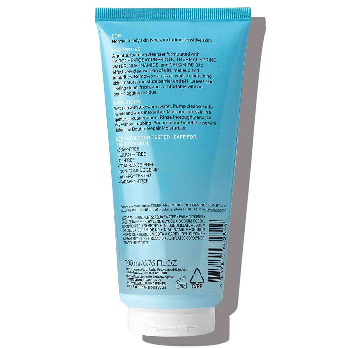 La Roche-Posay Toleriane Purifying Foaming Facial Cleanser, Oil Free Face Wash for Women & Men with Niacinamide + Ceramides, Pore Cleanser Safe For Sensitive Skin, Won’t Dry Out Skin, Soap Free