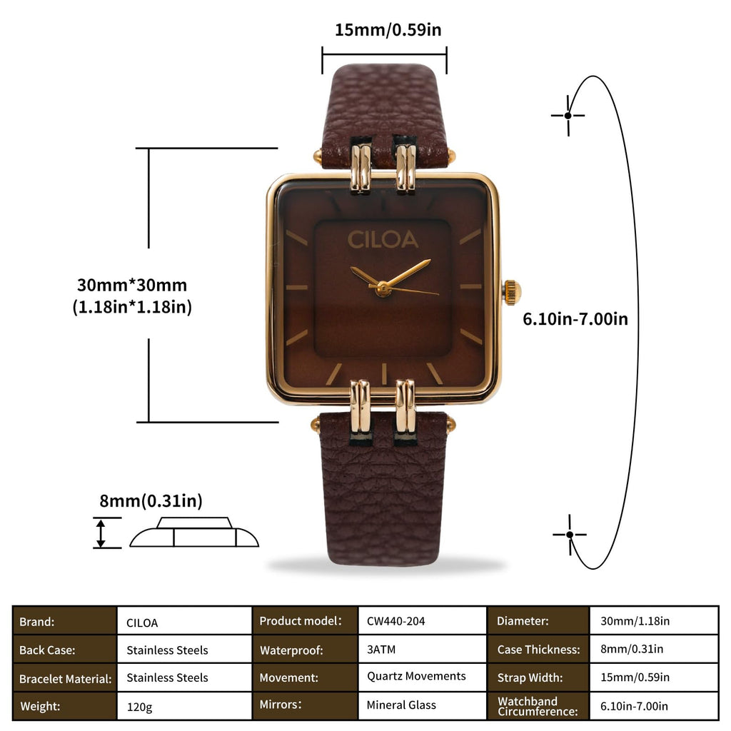 Women's Leather Strap Watch Dainty Elegant Gold Watches for Women Classic Casual Fashion Square Ladies Watch Gifts Present for Her