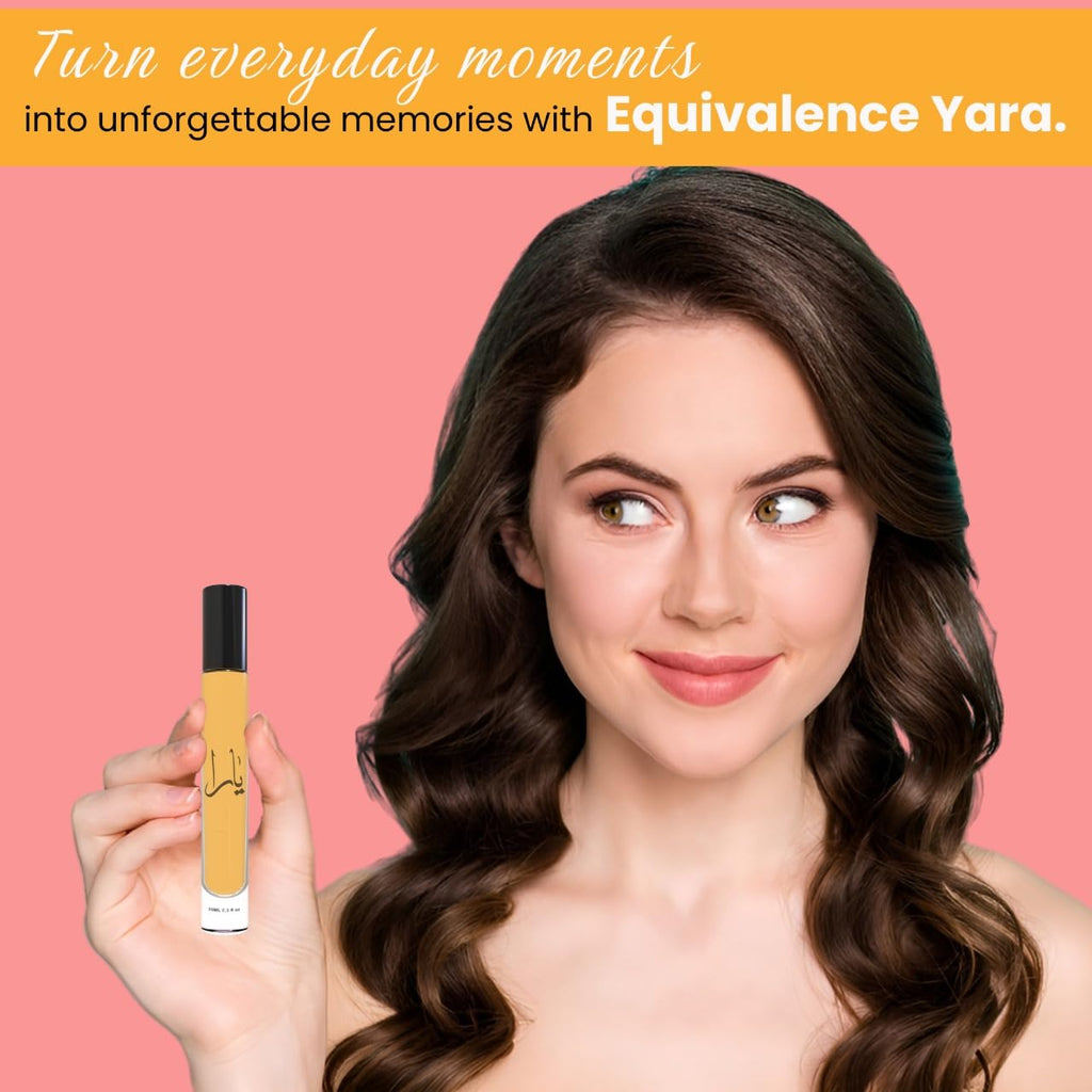 Equivalence Yara's 4 Pieces Set Eau De Parfum Spray for Women edition travel Size BUNDLE 0.34 Ounce Moi +Tous + Candy +Pink, LARGE BOTTLES NOT INCLUDED It is only a reference