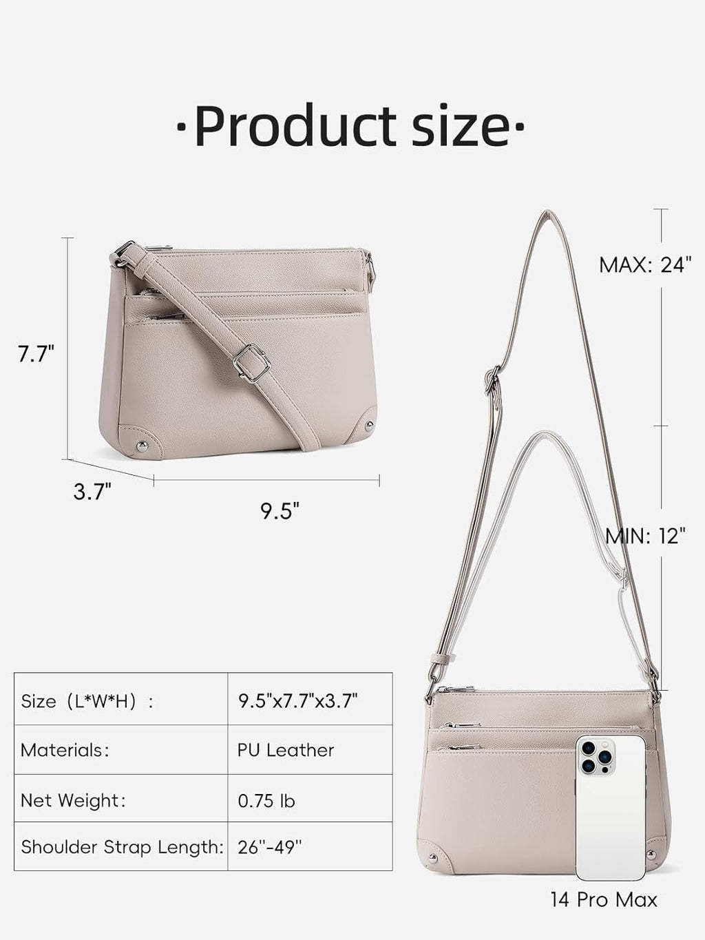 WESTBRONCO Crossbody Bags for Women, Medium Size Shoulder Handbags, Satchel Purse with Multi Zipper Pocket