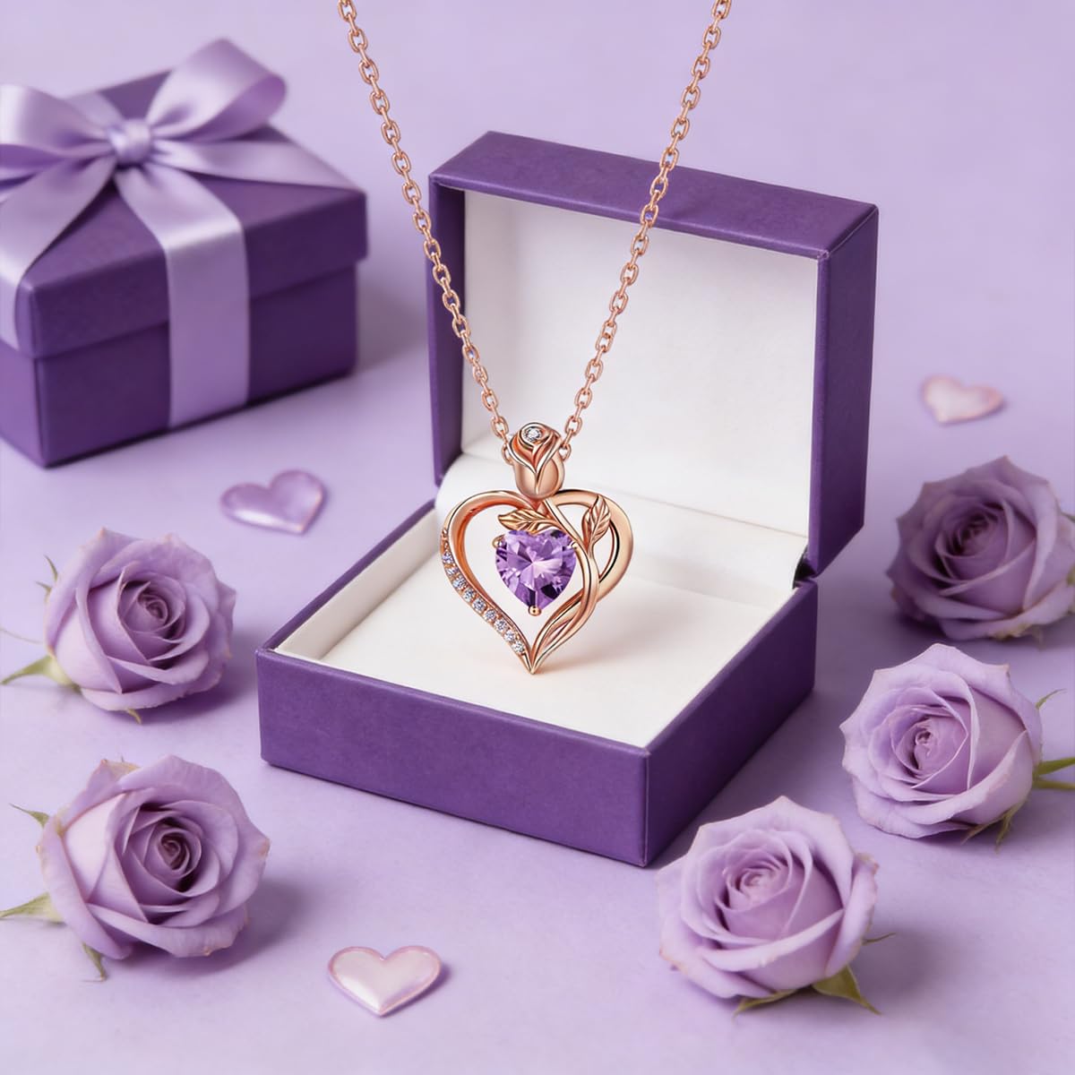 Women's Heart Pendant Necklace – 1.2CT Moissanite or Lab-Grown Sapphire, Ruby & Emerald