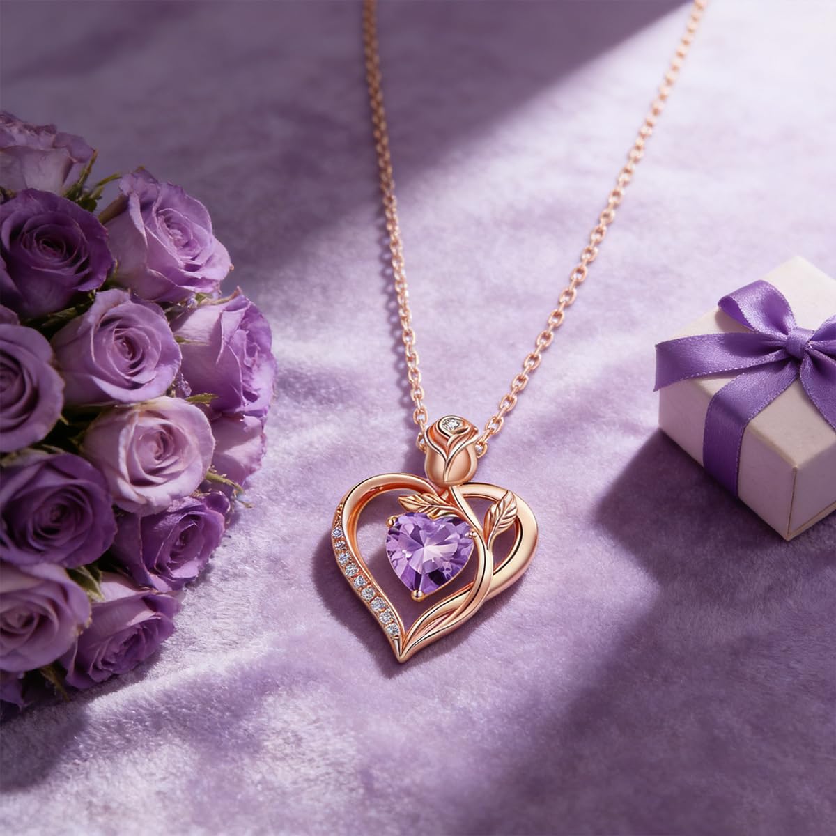 Women's Heart Pendant Necklace – 1.2CT Moissanite or Lab-Grown Sapphire, Ruby & Emerald