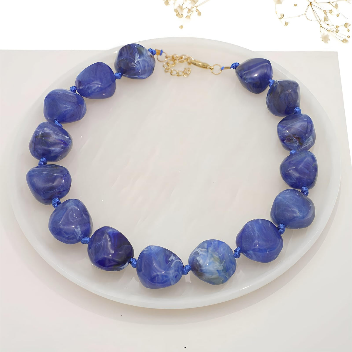 We We Chunky Colorful Beaded Necklace for Women Large Boho Statement Bead Chokers Necklaces Turquoise Blue Big Beads Jewelry Neck Summer Beach