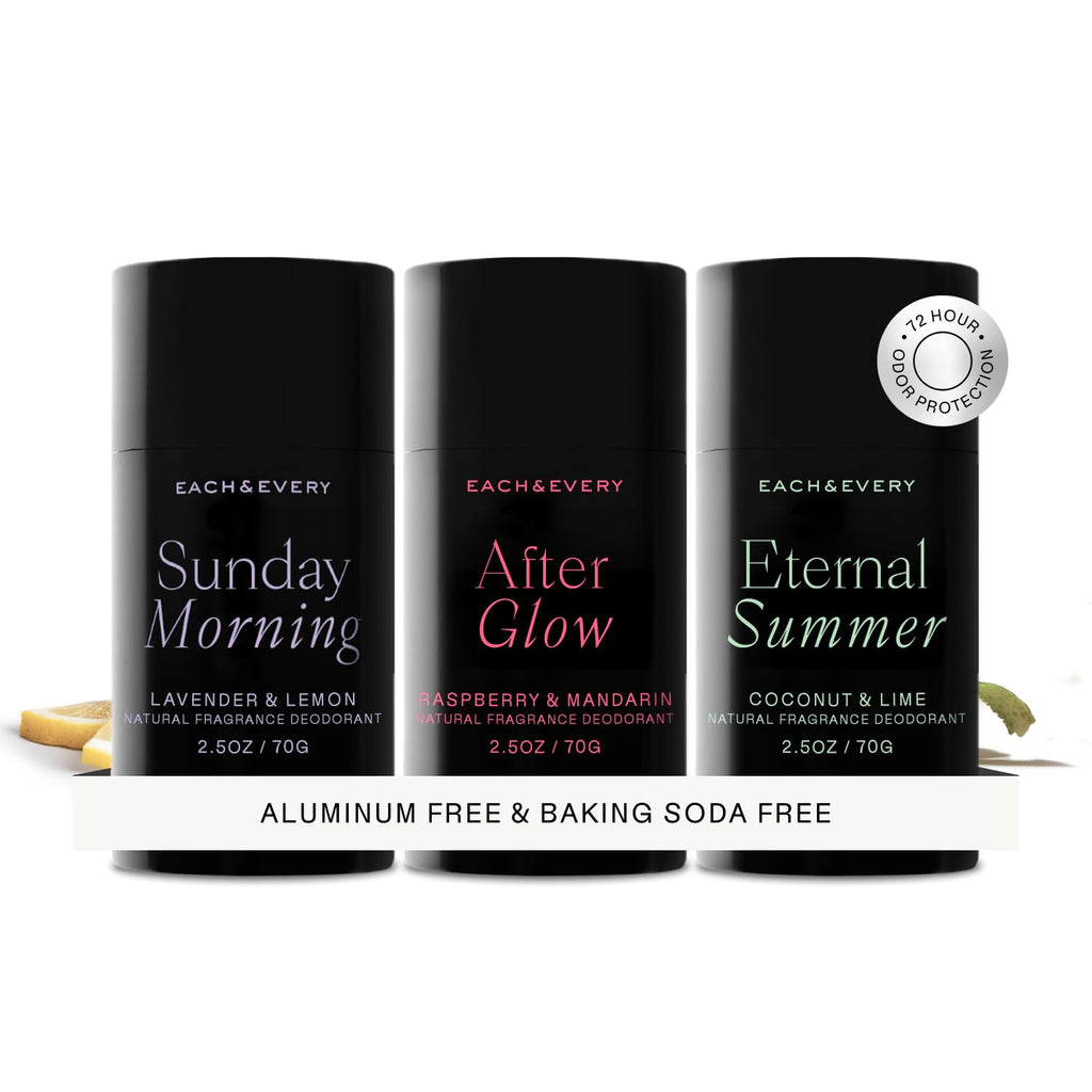 Each & Every Aluminum Free Deodorant for Women & Men – Natural Fragrance All Day Odor Protection, Non-Toxic Deodorant for Sensitive Skin, EWG Verified, Baking Soda Free - Multiple Scents 3 Pack, 2.5oz
