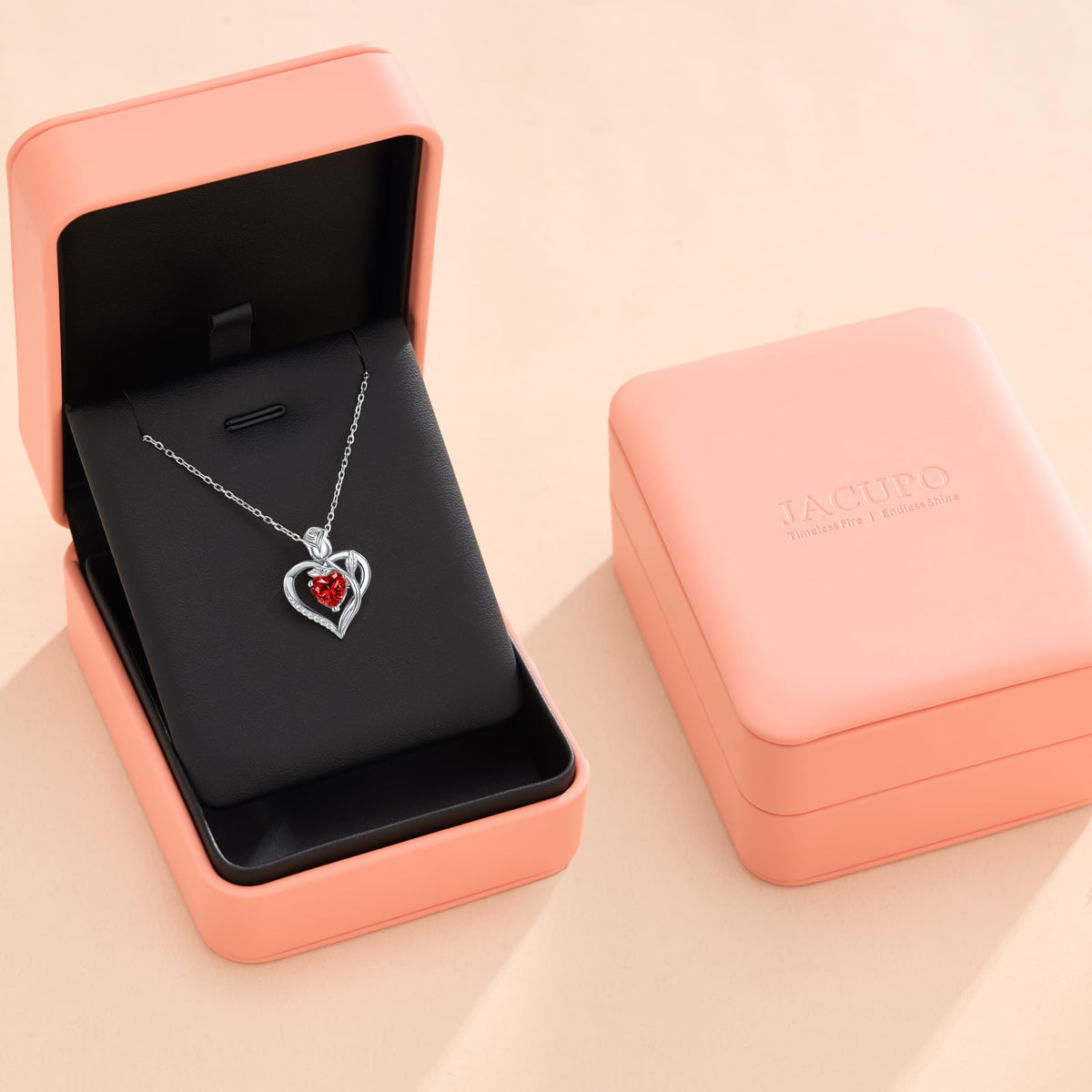 Women's Heart Pendant Necklace – 1.2CT Moissanite or Lab-Grown Sapphire, Ruby & Emerald
