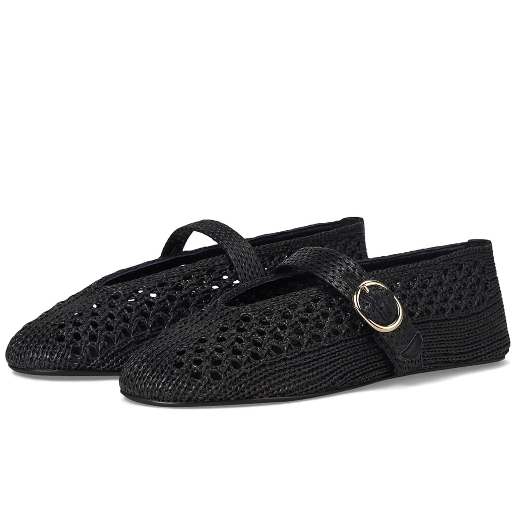 Woven Ballet Flats Women Mesh Raffia Flats Round Toe Mary Janes Comfortable Ballerina Flat Shoes