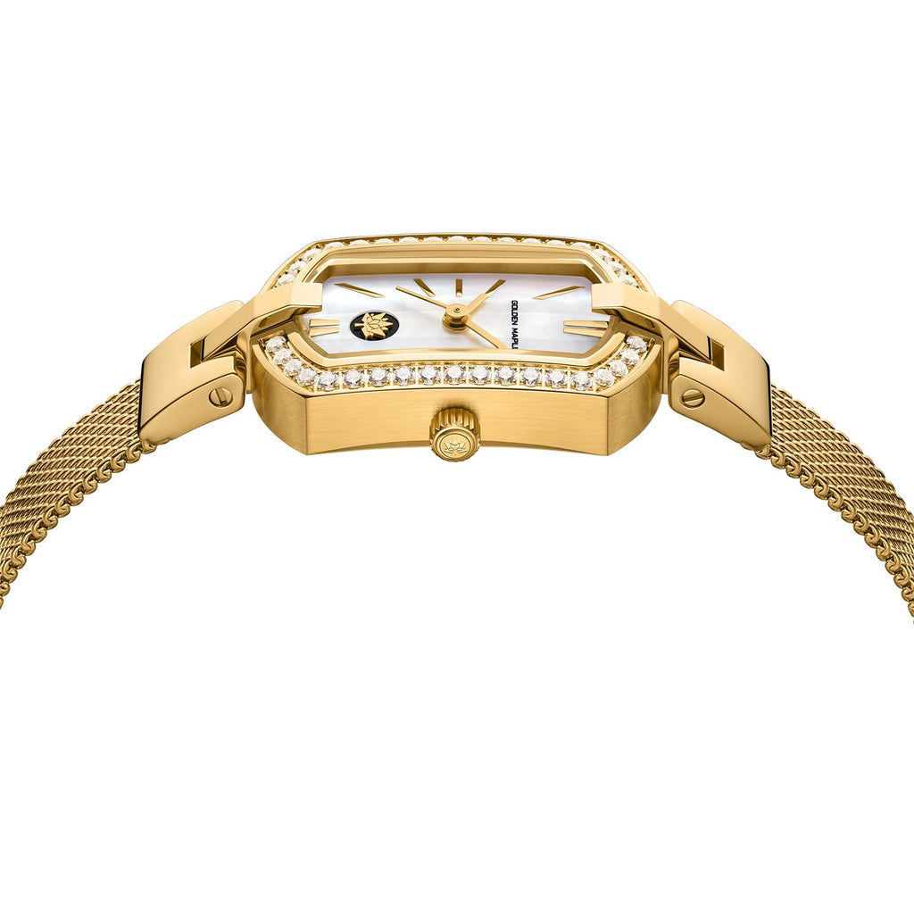 Golden Maple Watches for Women, Small Oval Stainless Steel Case, Mother fo Pearl Dial, Dainty Ladies Watches, Luxury Gifts for Her