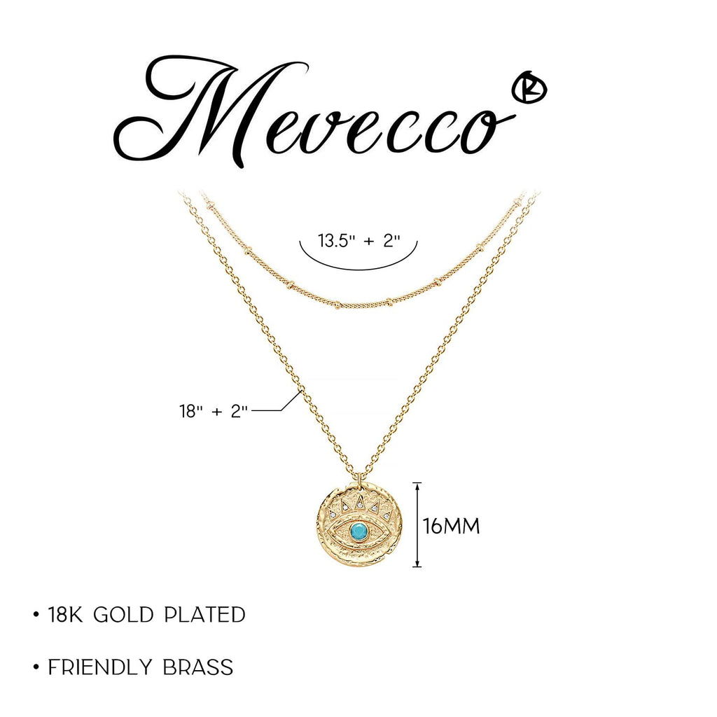 MEVECCO Layered Heart Necklace Pendant Handmade 18k Gold Plated Dainty Gold Choker Arrow Bar Layering Long Necklace for Women