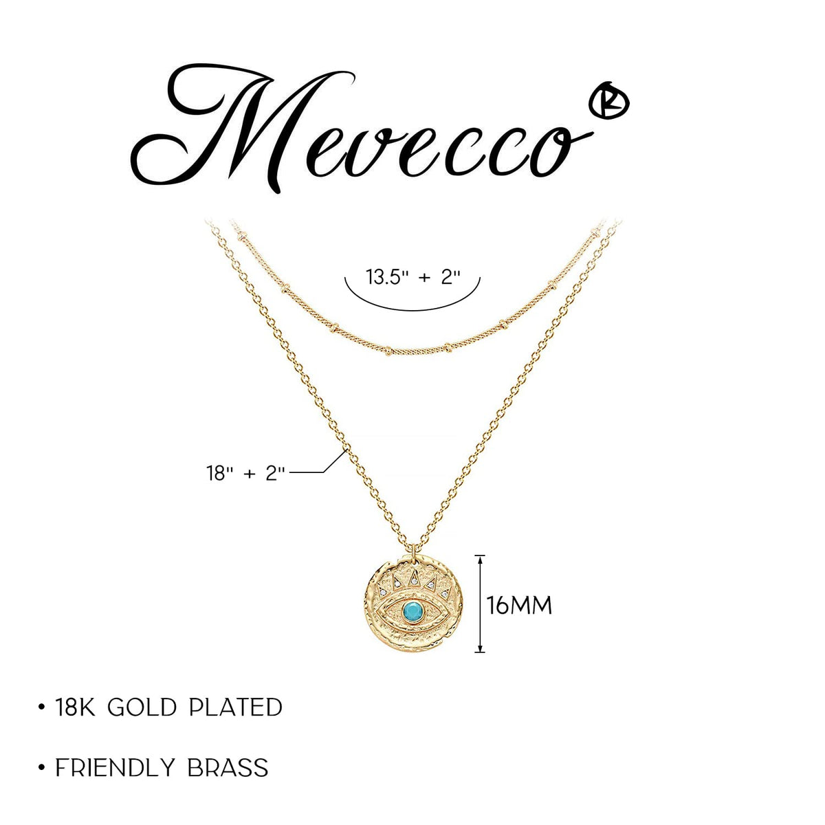 MEVECCO Layered Heart Necklace Pendant Handmade 18k Gold Plated Dainty Gold Choker Arrow Bar Layering Long Necklace for Women
