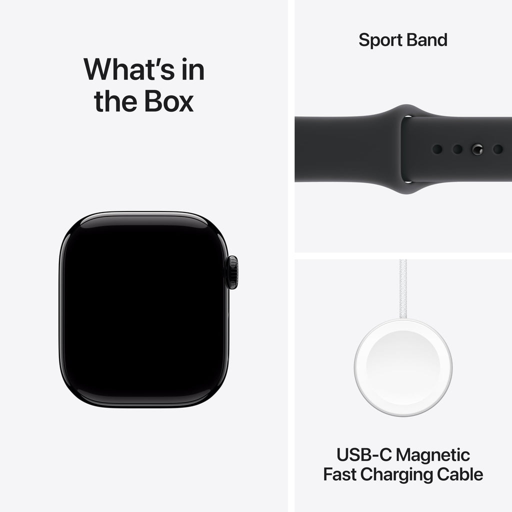Apple Watch Series 11 [GPS 42mm] Smartwatch with Jet Black Aluminum Case with Black Sport Band - S/M. Sleep Score, Fitness Tracker, Health Monitoring, Always-On Display, Water Resistant