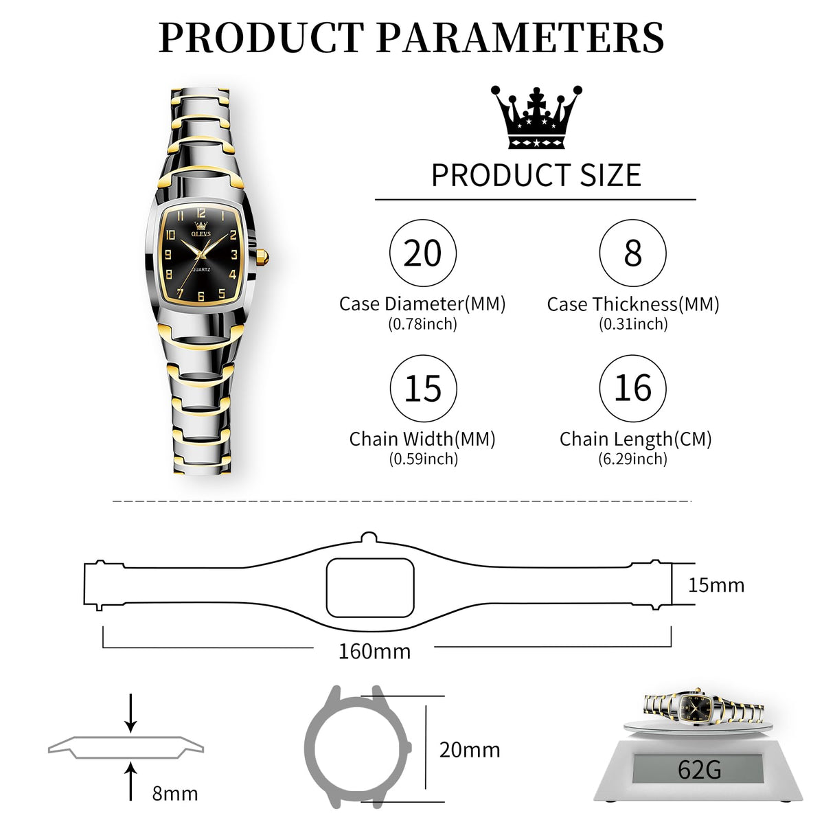 OLEVS Watch Women Luxury Classic Stainless Steel Small Wrist Dress Watches for Women Waterproof Analog Day Date Dainty Fashion Dress Female Watch-(Black/Rose Gold/Gold Face)