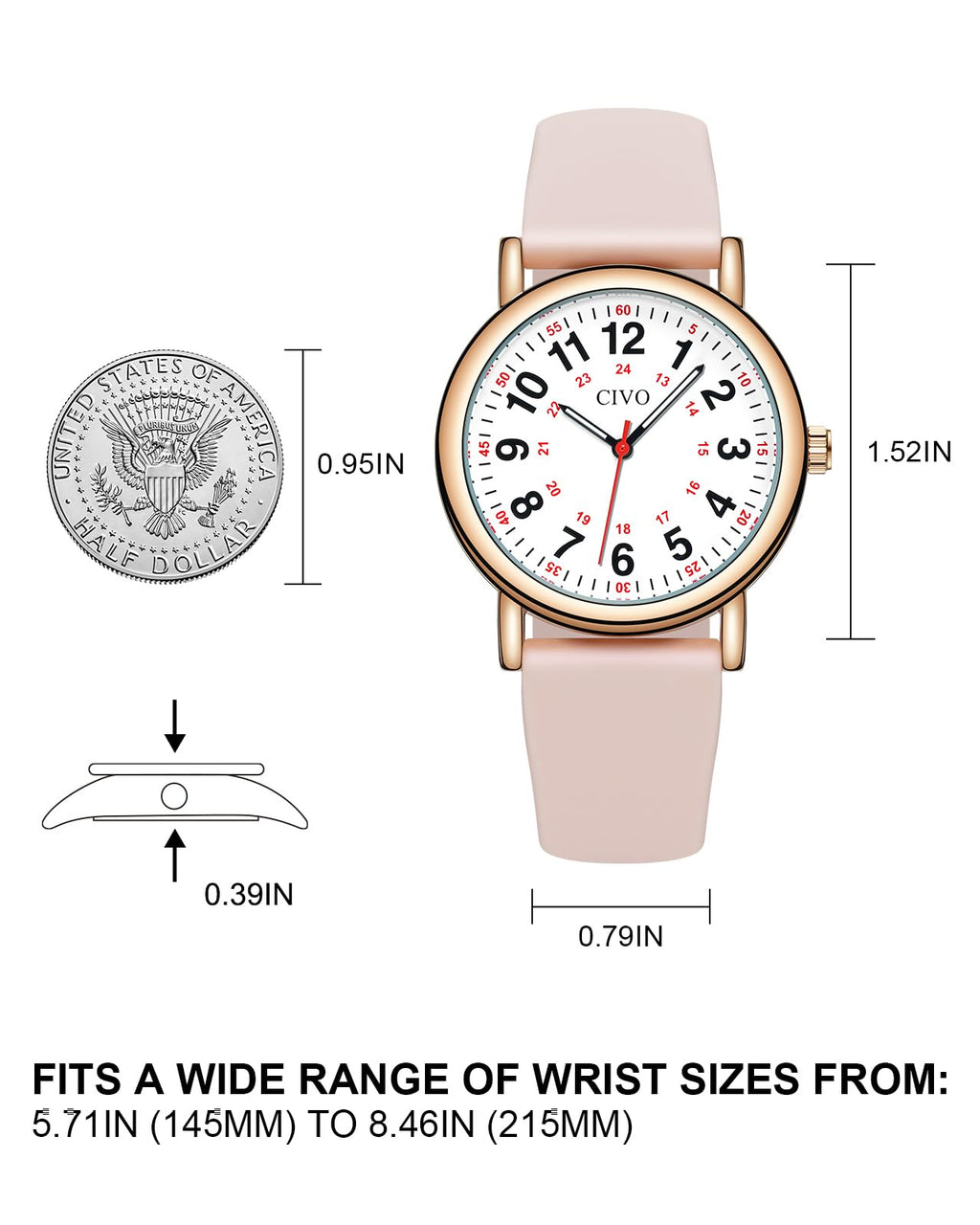 CIVO Nurse Watches for Women Men: Analog Waterproof Watch with Easy Read Dial Second Hand - Gifts for Nurses Medical Student Doctors