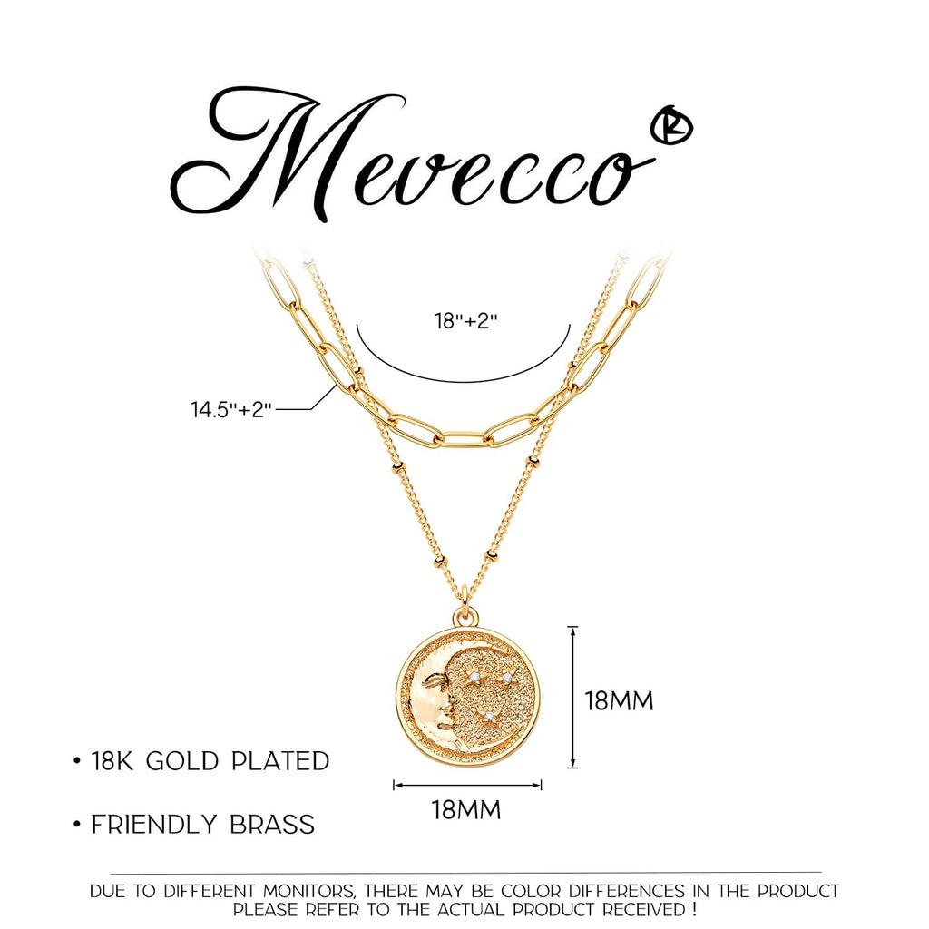 MEVECCO Layered Heart Necklace Pendant Handmade 18k Gold Plated Dainty Gold Choker Arrow Bar Layering Long Necklace for Women