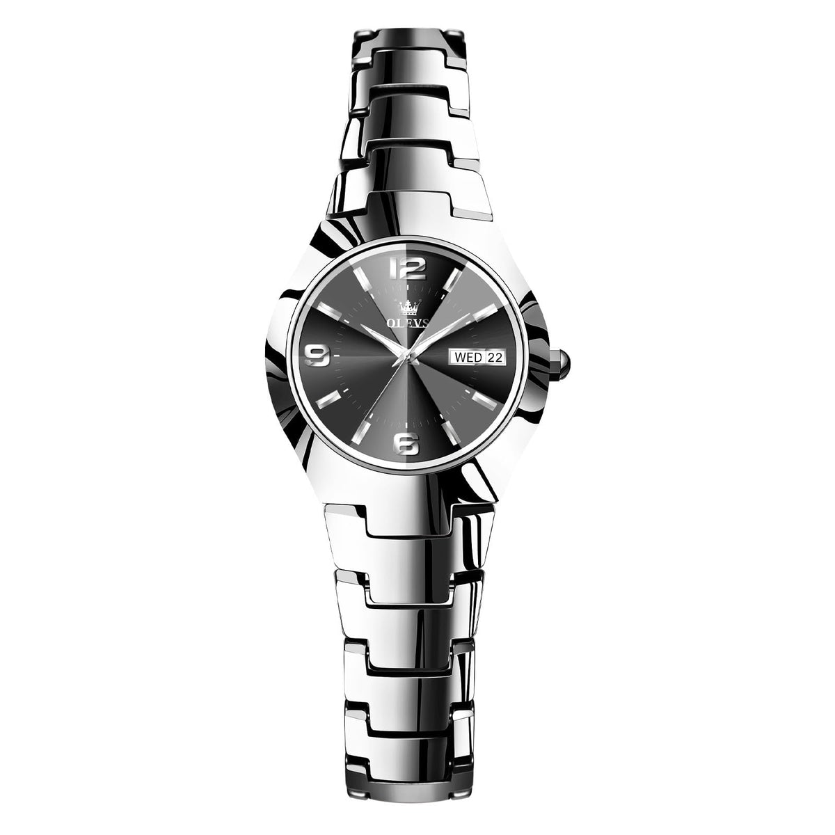 OLEVS Watch Women Luxury Classic Stainless Steel Small Wrist Dress Watches for Women Waterproof Analog Day Date Dainty Fashion Dress Female Watch-(Black/Rose Gold/Gold Face)