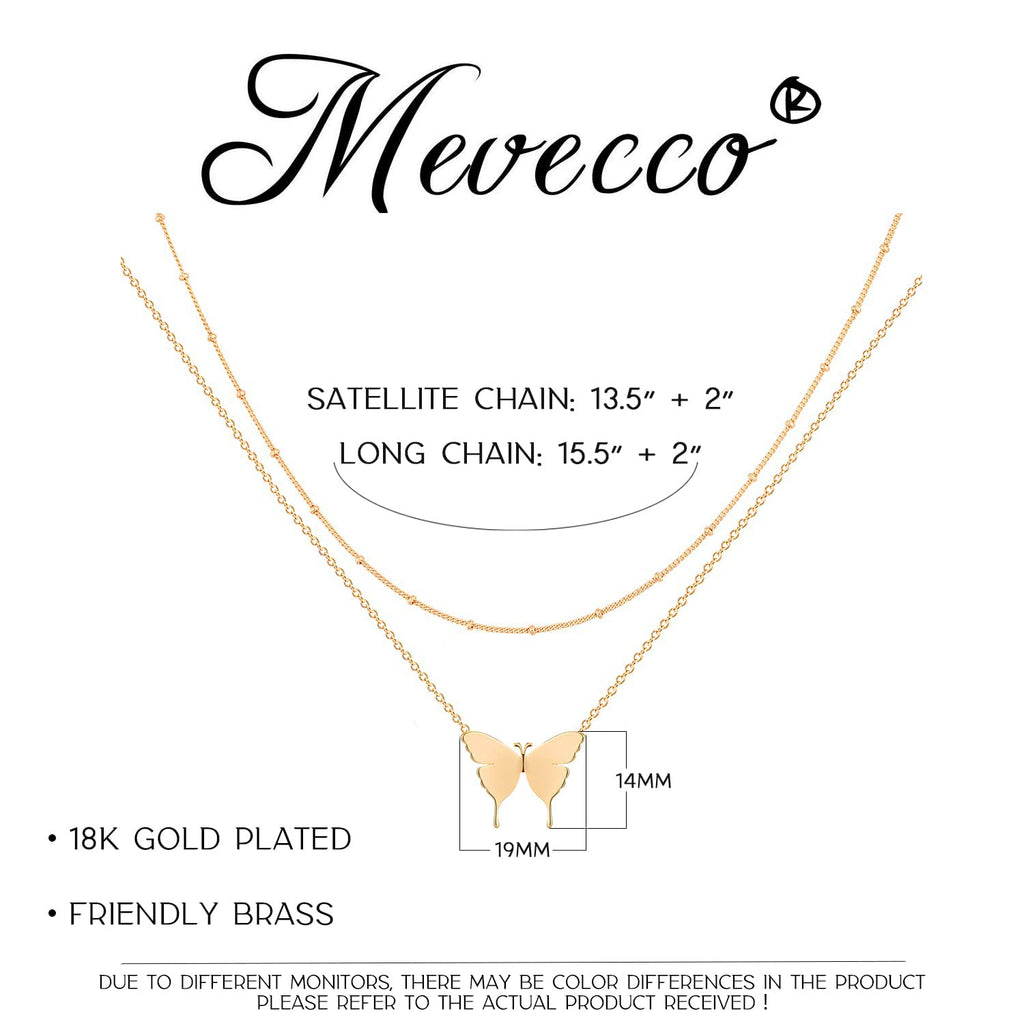 MEVECCO Layered Heart Necklace Pendant Handmade 18k Gold Plated Dainty Gold Choker Arrow Bar Layering Long Necklace for Women