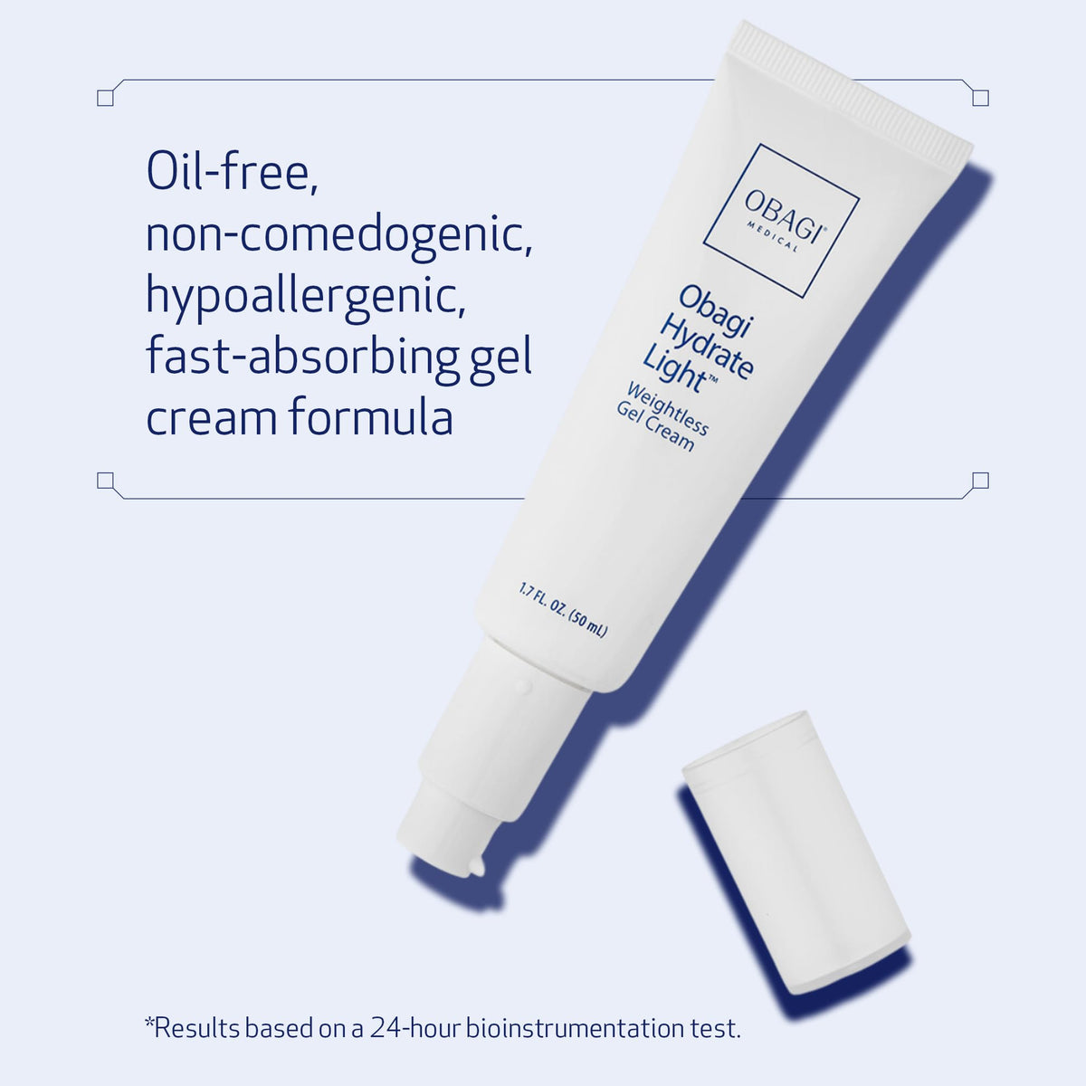 Obagi Hydrate Light Oil-Free Moisturizer – Fast-Absorbing, Lightweight Gel for Acne-Prone Skin – Non-Comedogenic, Hypoallergenic with Soothing Niacinamide, Glycerin & Ceramides for 24-Hour Hydration