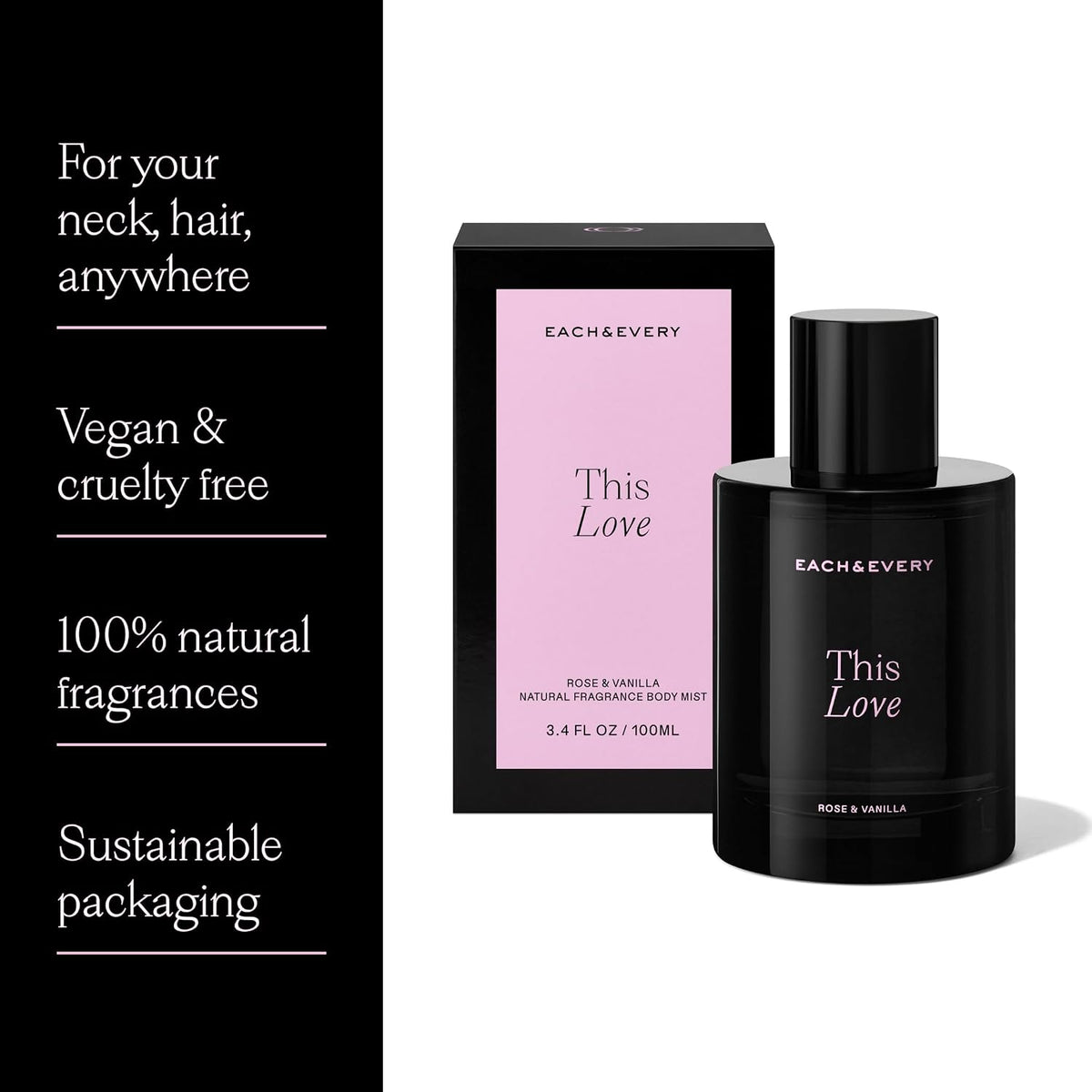 Each & Every Hair & Body Mist Bundle for Women & Men – 100% Natural Fragrance, Vegan & Cruelty-Free – After Glow, Eternal Summer & This Love Scents, 3-Pack