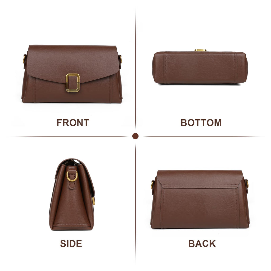 Genuine Leather Crossbody Bag for Women, Adjustable Shoulder Bag | Genuine Leather, 2 Detachable Straps, Satchel, Compact & Lightweight, Travel, Everyday, Work, Gift