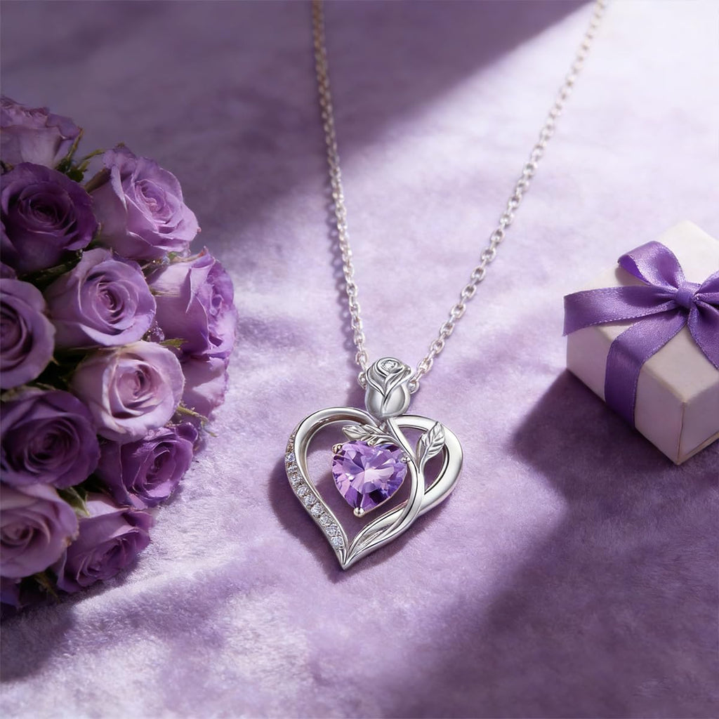 Women's Heart Pendant Necklace – 1.2CT Moissanite or Lab-Grown Sapphire, Ruby & Emerald