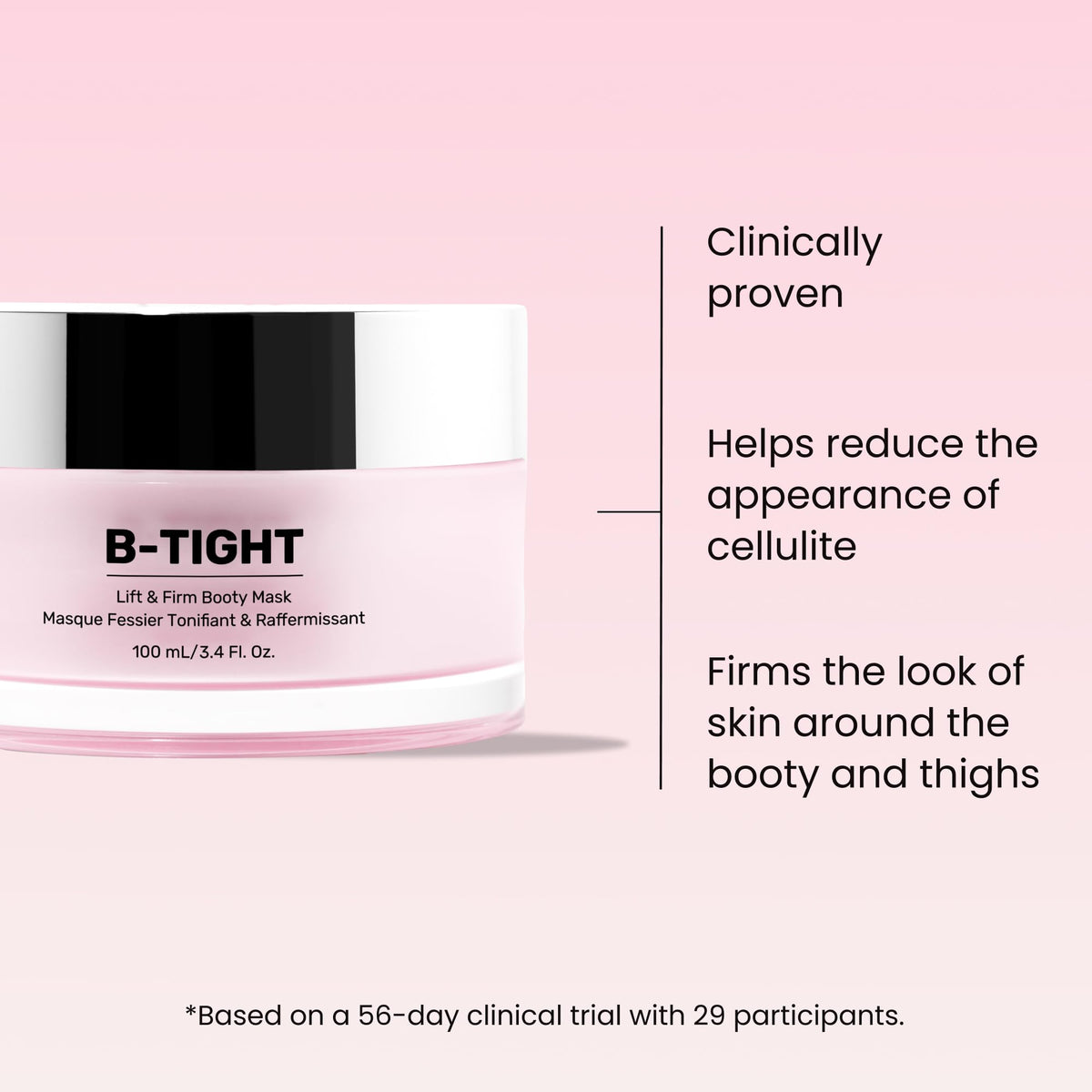 MAËLYS B-TIGHT Lift & Firm Booty Mask - Skin Tightening & Firming Cream for Booty & Thighs - Cellulite Cream with Caffeine & Brazilian Peppertree - Butt Mask for Smooth-Looking Skin (3.4 Fl Oz)