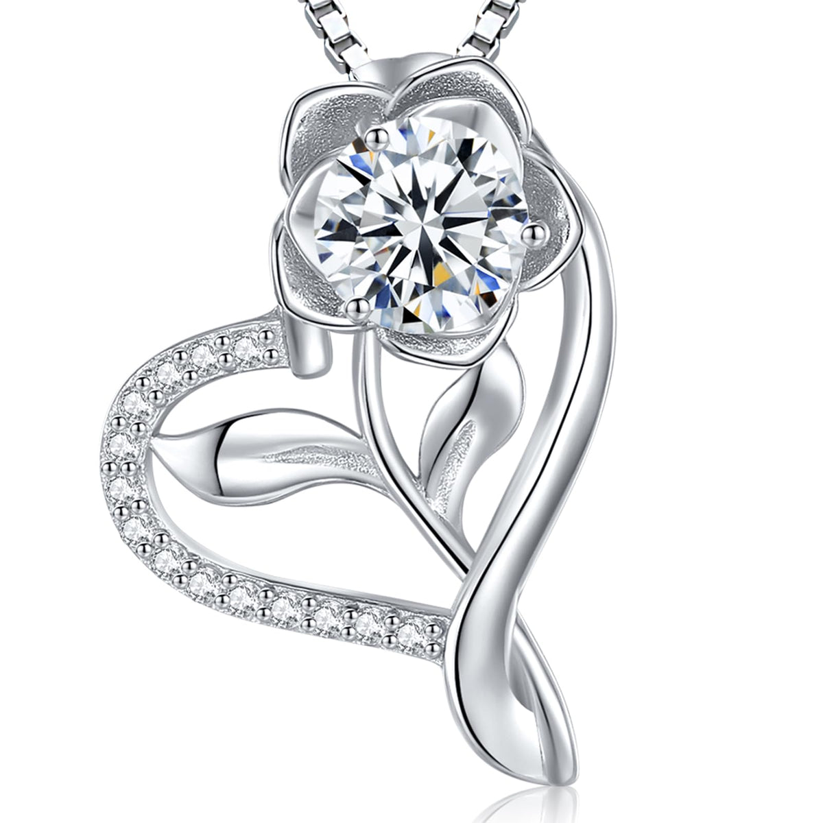 Luxury Moissanite Heart Necklace for Women – 925 Sterling Silver Heart Pendant, Sparkling Jewelry Gift for Wife, Girlfriend, Mom & Daughter