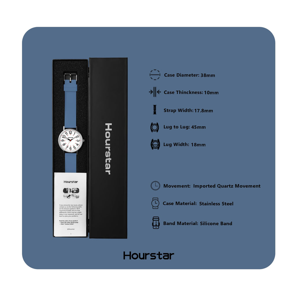Women's Analog Nurse Watch with Second Hand for Nursing, 12/24 Time, Silicone Band, Easy Read