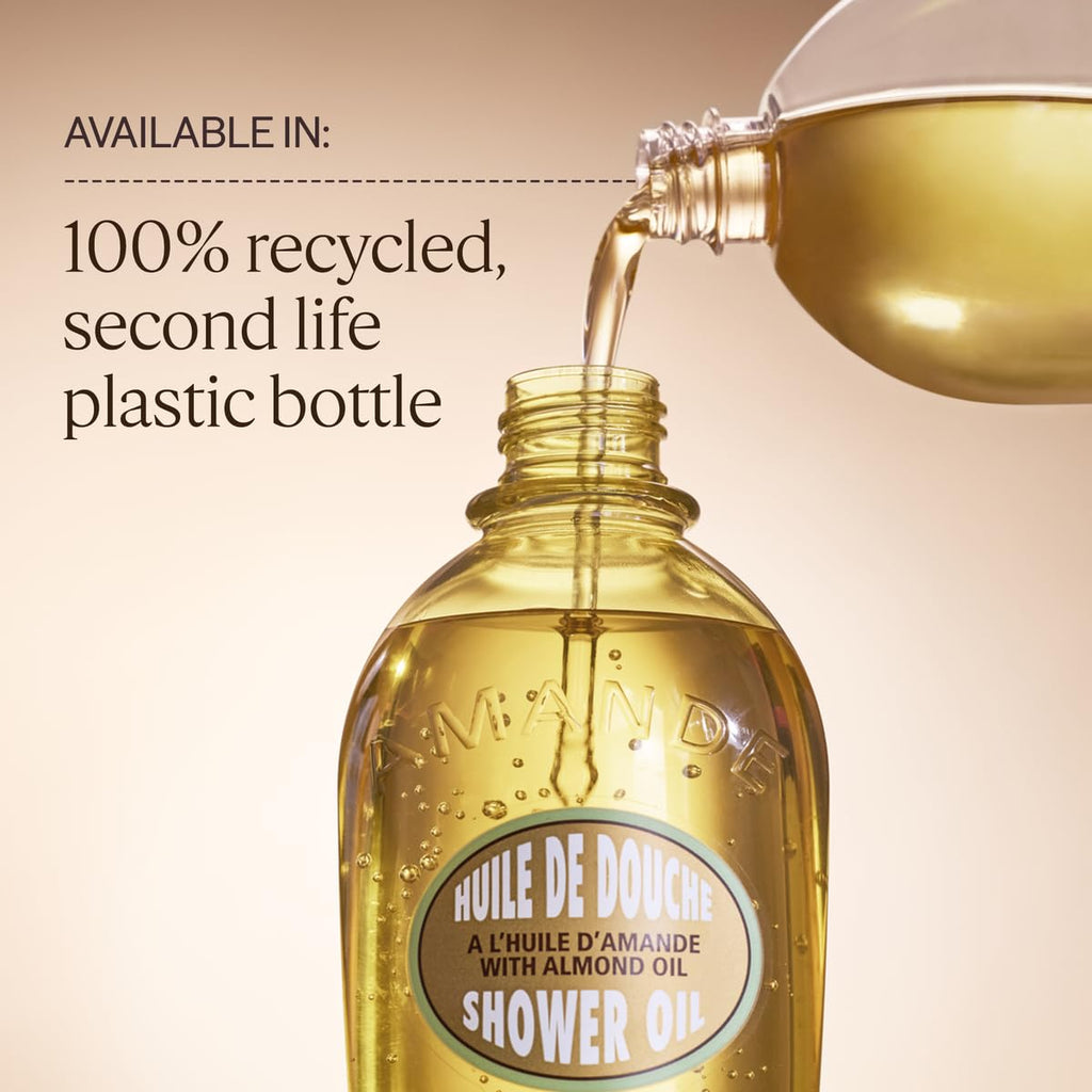 L'OCCITANE Cleansing & Softening Almond Shower Oil, Body Wash & Shaving Base Purifies & Smooths Without Drying Skin, Milky Lather, Nourishing Skincare