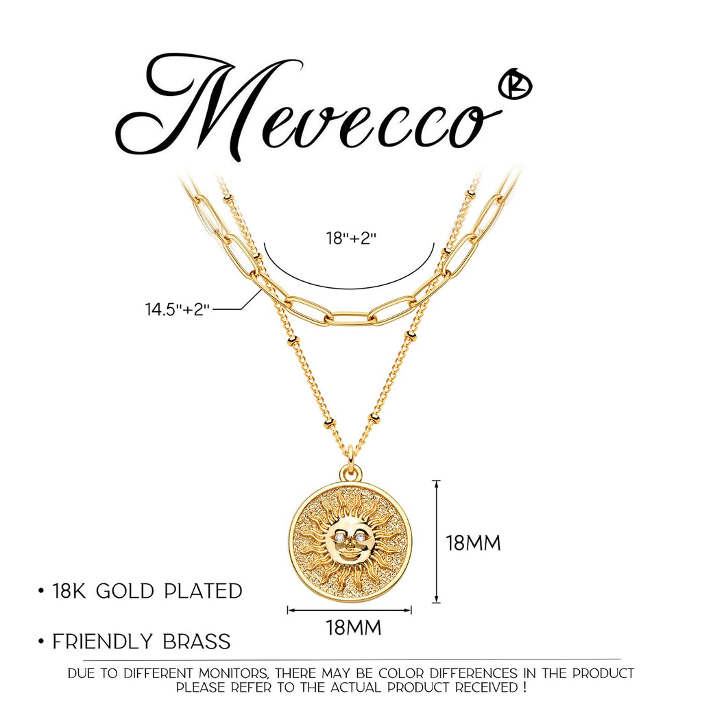 MEVECCO Layered Heart Necklace Pendant Handmade 18k Gold Plated Dainty Gold Choker Arrow Bar Layering Long Necklace for Women