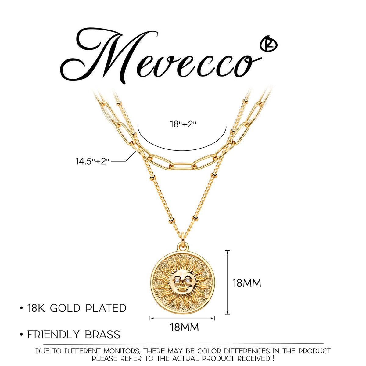 MEVECCO Layered Heart Necklace Pendant Handmade 18k Gold Plated Dainty Gold Choker Arrow Bar Layering Long Necklace for Women