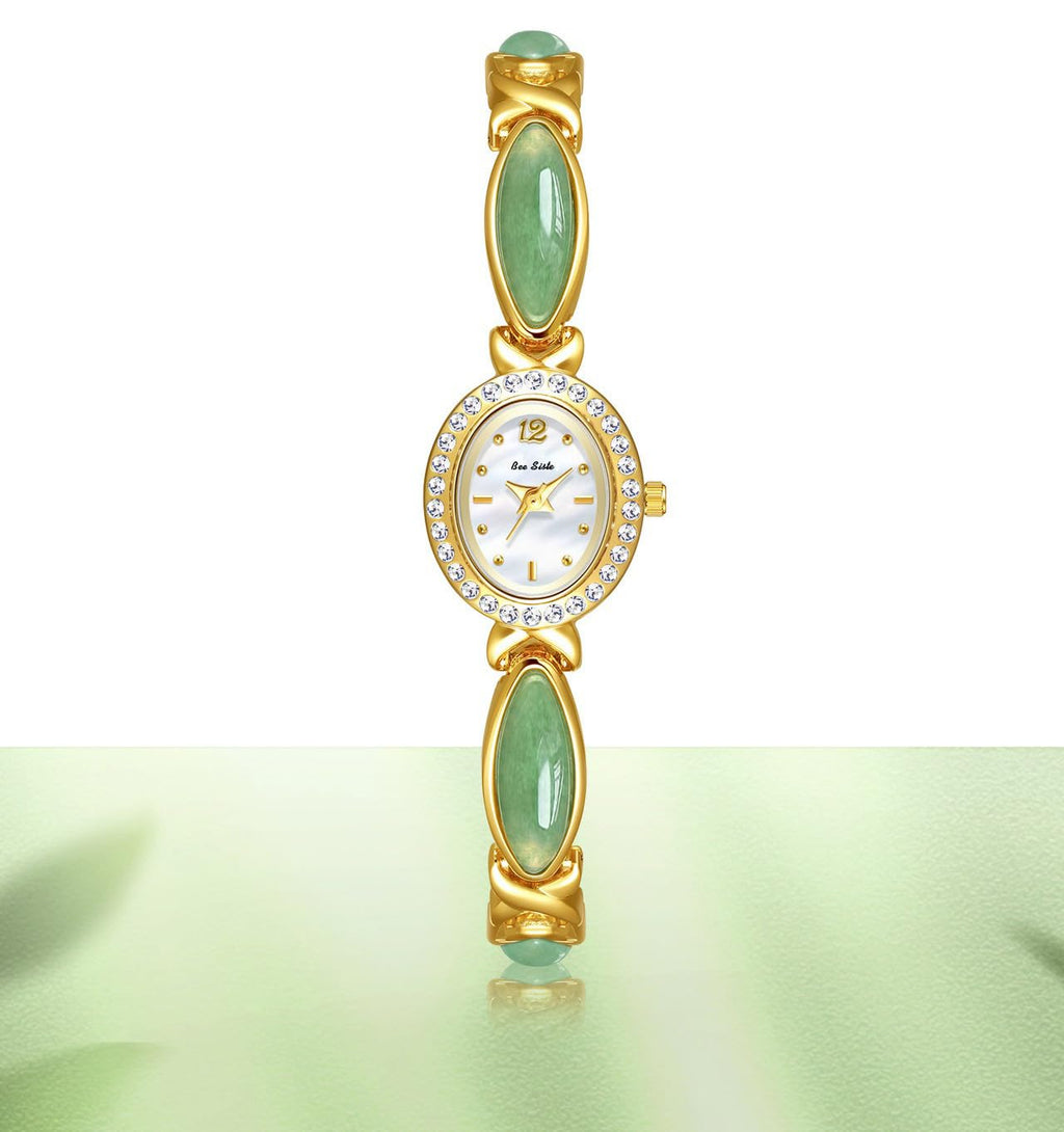 LOREO Elegant Women’s Gold Bracelet Watch Vintage Oval Dial, Waterproof Quartz Movement, Small Face Dress Watch for Ladies