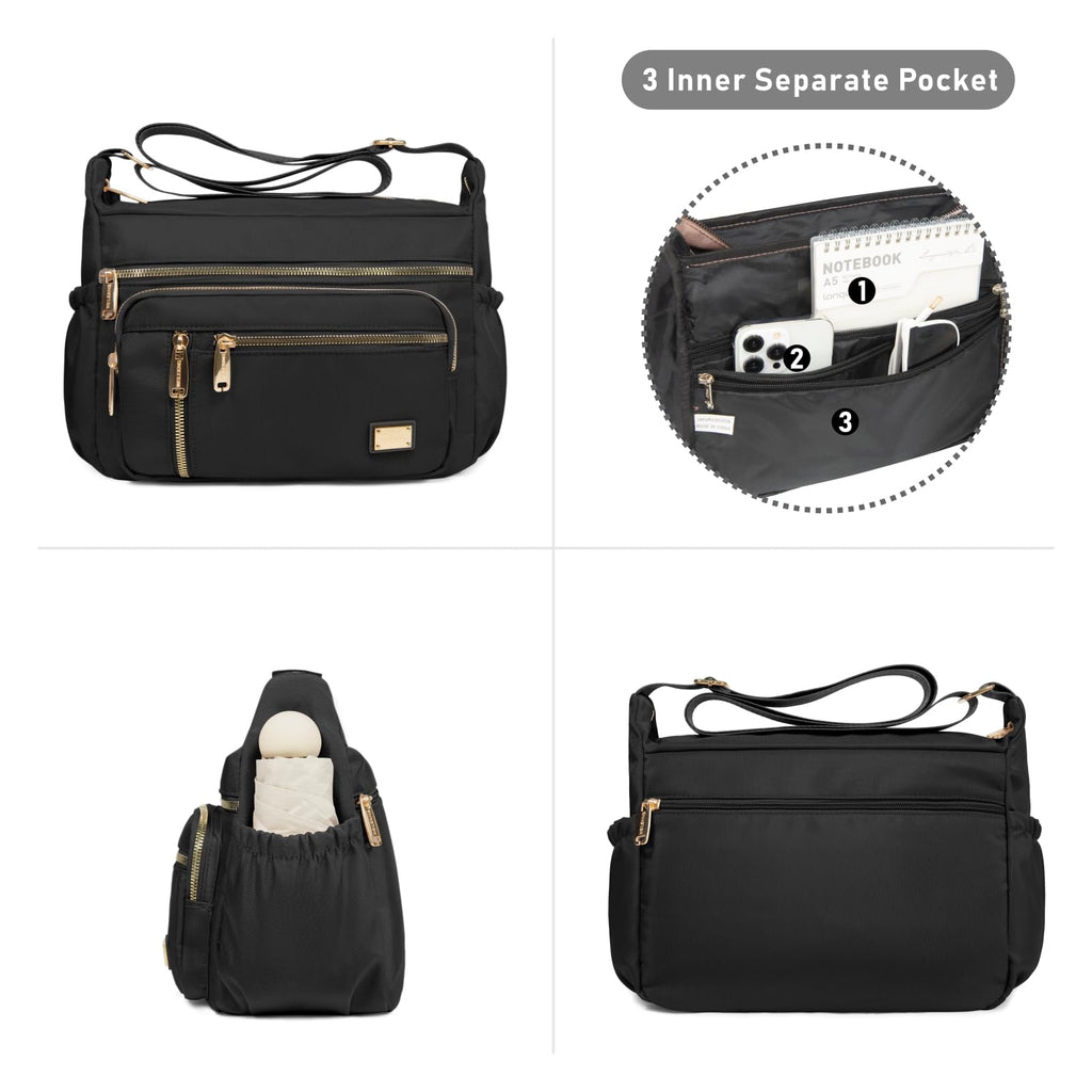 NPBAG Crossbody Bag for Women, Shoulder Purse Handbag Messenger Bag, Trendy Pocketbooks, Waterproof and Multi-Pockets