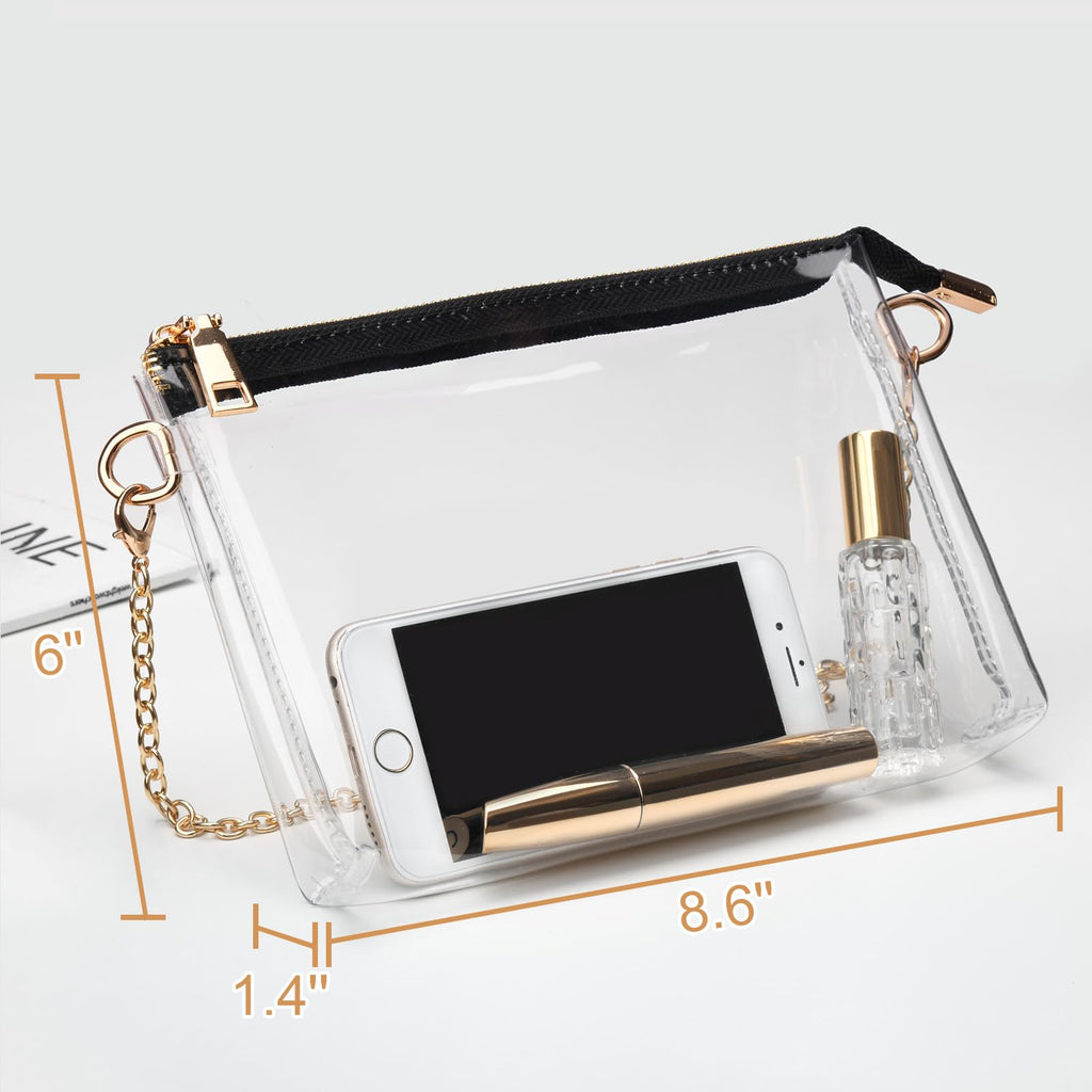 BS-VOG Clear Purse for Women - Stadium Approved Small Crossbody Bag with Zipper, Clear Stadium Bag for Concerts, Sports