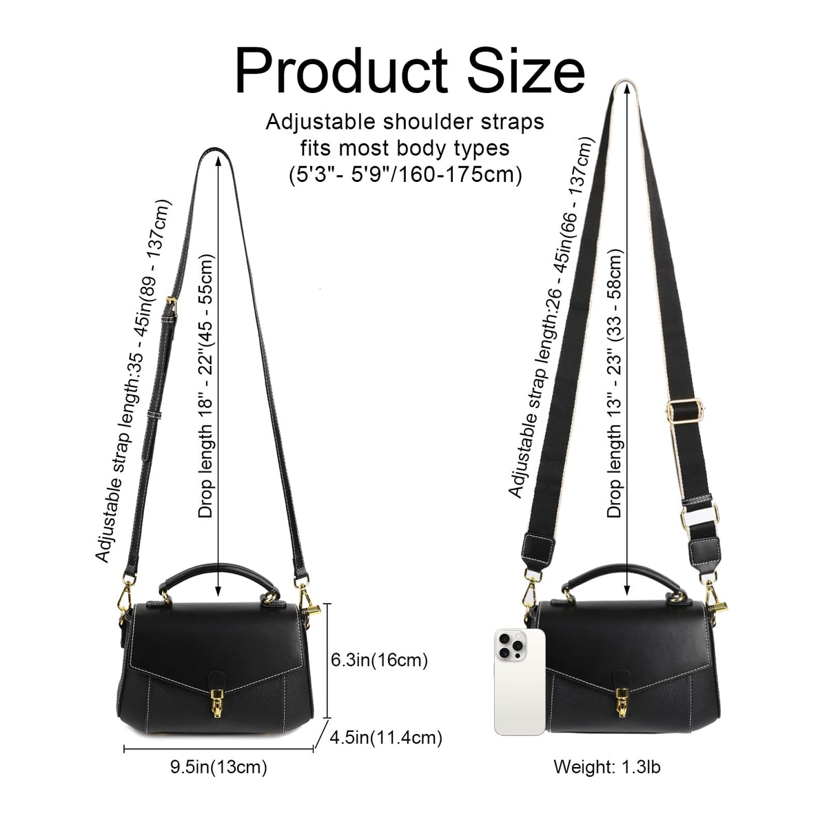 imeetu Crossbody Bags for Women, Leather Shoulder Bag, Purses and Handbags | Genuine Leather Womens Crossbody Purse, Structure Shoulder Purse with Top Handle & 2 Straps for 3 Styles, Travel, Daily, Gift