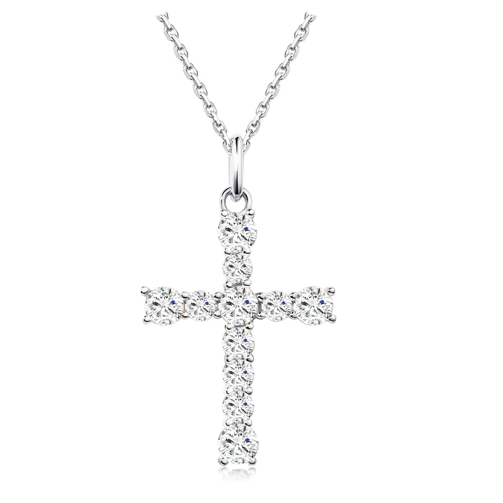 Dainty Gold Necklace for Women, 18K Real Gold Plated Necklace, White Gold Cross Silver Necklace, Cubic Zirconia Necklace, Birthday Gifts for Women Jewelry