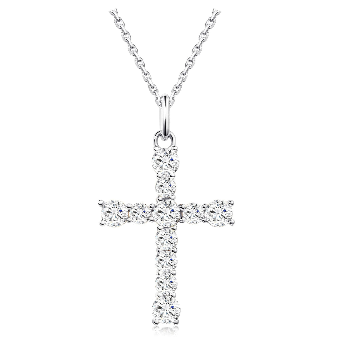 Dainty Gold Necklace for Women, 18K Real Gold Plated Necklace, White Gold Cross Silver Necklace, Cubic Zirconia Necklace, Birthday Gifts for Women Jewelry