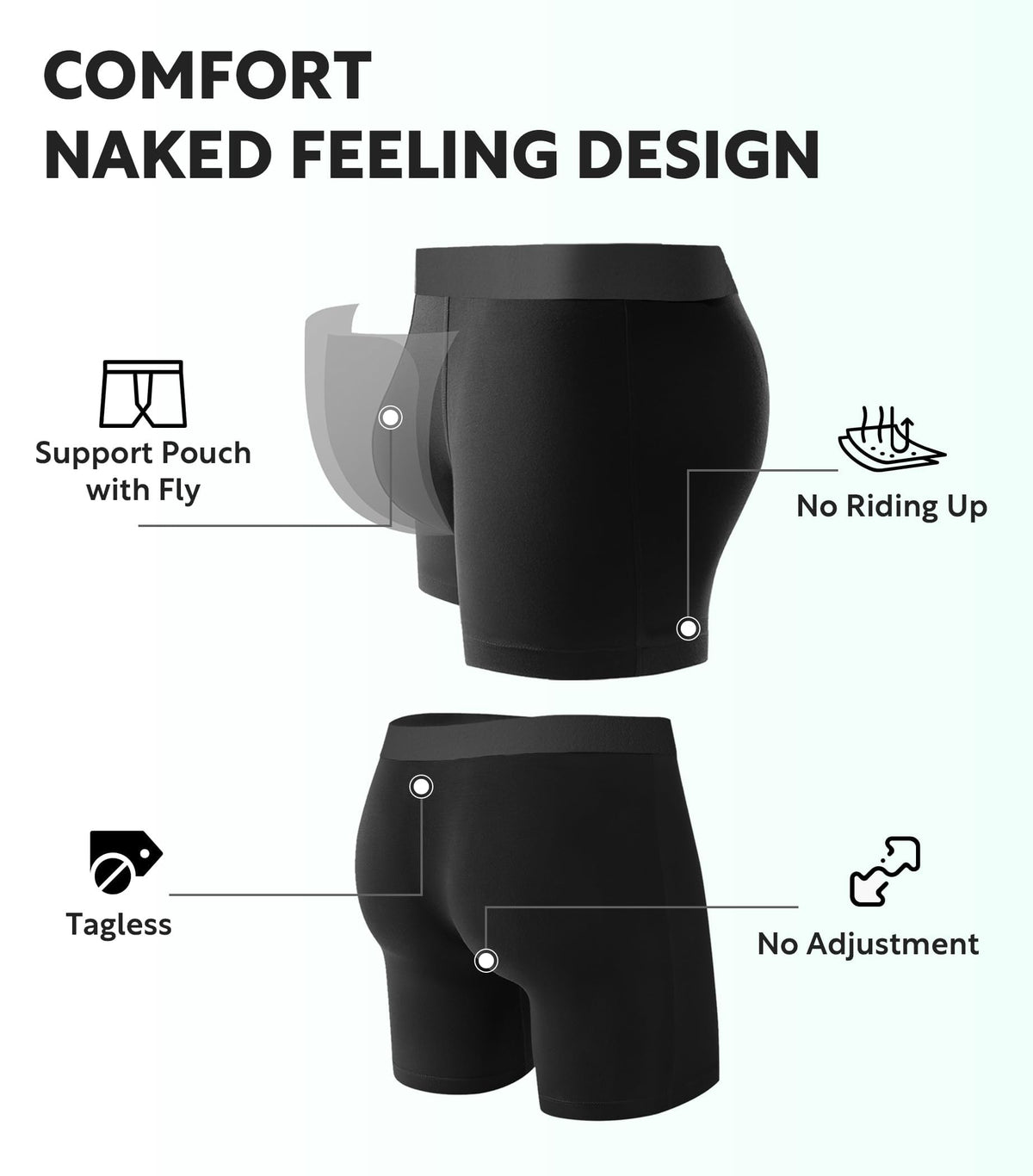 DAVID ARCHY Men's Ultra Soft Underwear Modal Boxer Briefs Slim Fit 6.5" | Second Skin Fabric Breathable, Smooth Low-Profile Waistband, Easy Access Side Fly, Tagless Anti Chafing for All-day Comfort