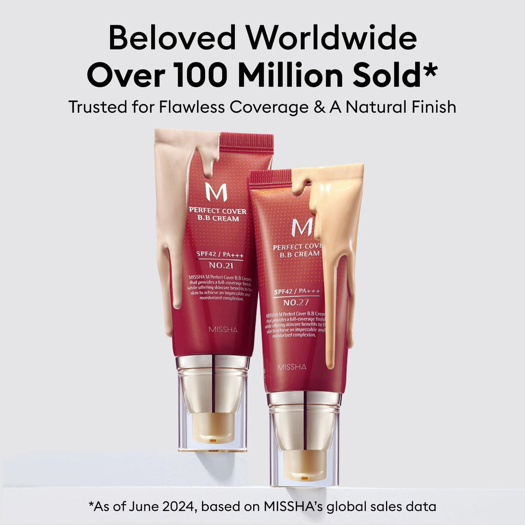 MISSHA M Perfect Cover BB Cream No.23 Natural Beige -Light/Medium with Cool/Neutral Undertone SPF 42 PA +++ 1.69 Fl Oz - Tinted Moisturizer for face with SPF
