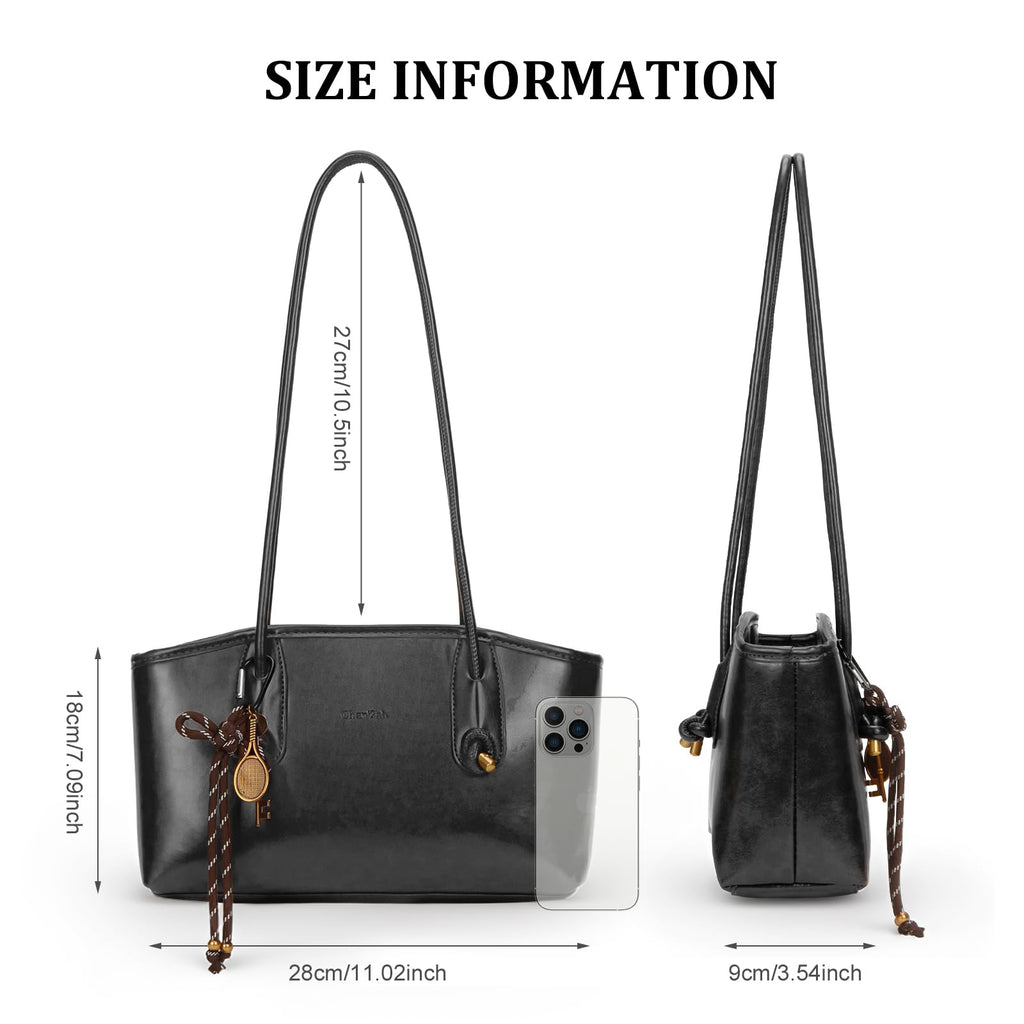 Shoulder Bag for Women Brown Purse Vintage Leather Shoulder Handbag Trendy Everyday Purse with Pendant